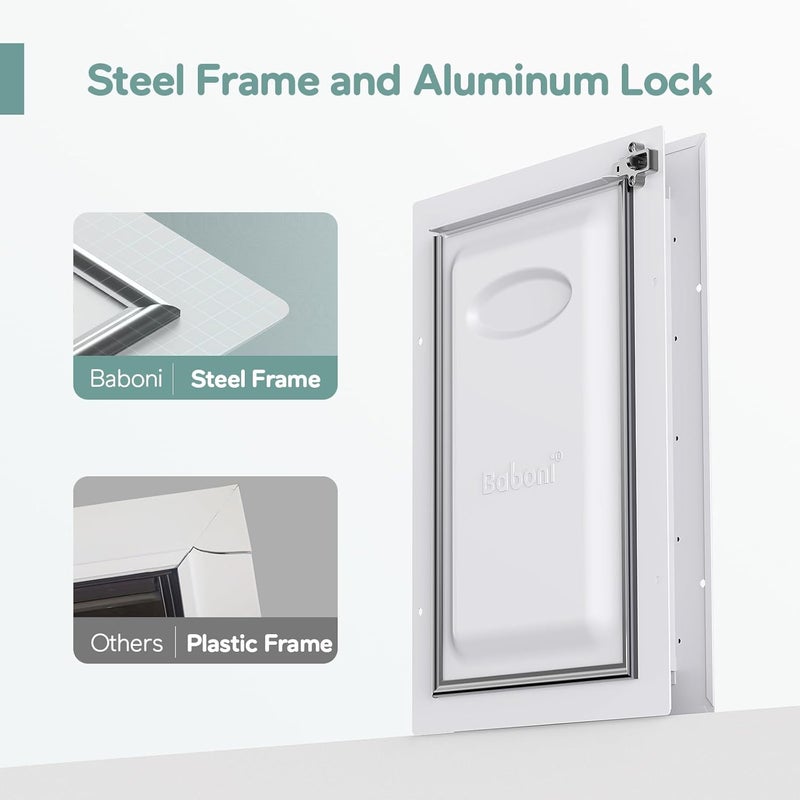 baboni 3-Flaps Pet Door for Interior and Exterior Doors, Steel Frame and Telescoping Tunnel, Strong and Durable Dog Door (Pets Up to 40 Lb) -Medium - Image 2
